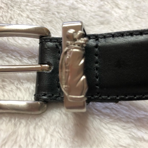 Golf Emblem Black Leather Belt Size 42" - Picture 4 of 7